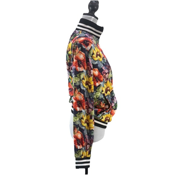 Denim Flower Women's Size Medium Lightweight Floral Jacket Zip Fall Colors - Picture 2 of 16